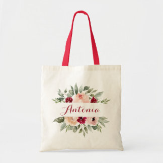 Tote Bag Bourgogne Blush Floral Greenery