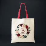 Tote Bag Bourgogne Bouquet Bold Monogramme<br><div class="desc">Un sac fourre-tout unique à thème floral bordeaux Monogram mariage spécialement adaptés à votre futur mariage. Cet article est une pièce unique de la grande collection de mariages Bouquet Bourgogne. Visitez la collection ou le magasin de la jungle de couleurs pour voir d'autres articles correspondants. Tous les éléments de cet...</div>