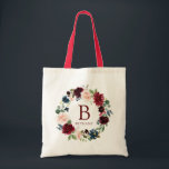 Tote Bag Bourgogne Bouquet Bold Monogramme<br><div class="desc">Un sac fourre-tout unique à thème floral bordeaux Monogram mariage spécialement adaptés à votre futur mariage. Cet article est une pièce unique de la grande collection de mariages Bouquet Bourgogne. Visitez la collection ou le magasin de la jungle de couleurs pour voir d'autres articles correspondants. Tous les éléments de cet...</div>