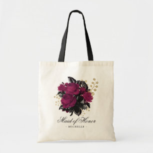 Tote Bag Bourgogne - Demoiselle d'honneur florale Marsala e