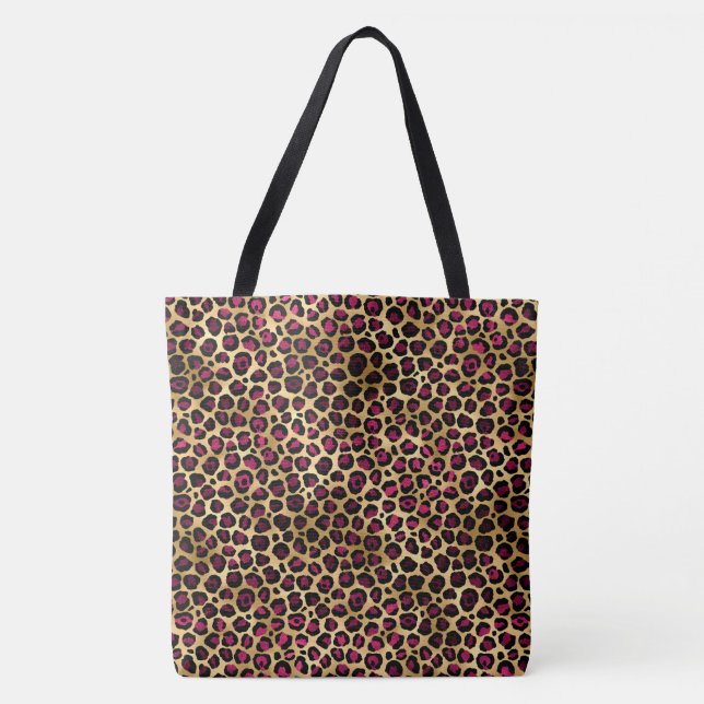 Tote Bag Bourgogne et Or Série Léopard Design 2 (Devant)