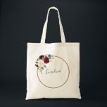 Tote Bag Bourgogne Florale Et Marsala<br><div class="desc">La couronne géométrique présente des fleurs d'aquarelle bordeaux et rousses.</div>