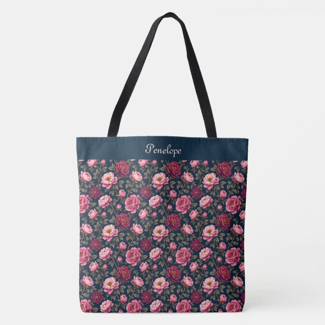 Tote Bag Bourgogne foncée et rose (Devant)