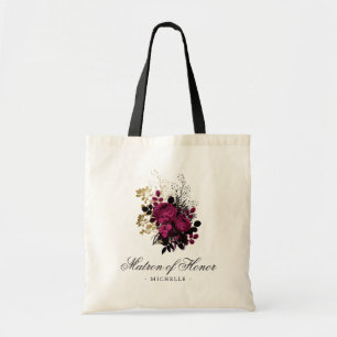 Tote Bag Bourgogne - Marraine d'honneur Floral Marsala et O