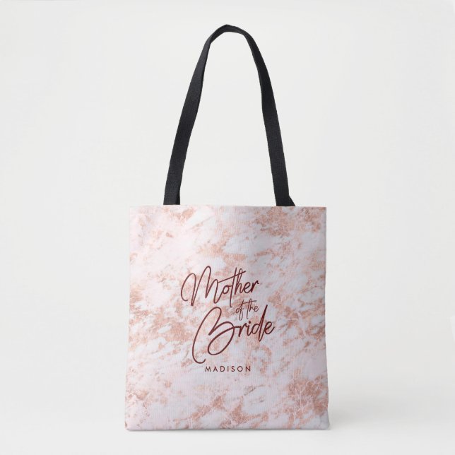 Tote Bag Bourgogne & Rose Marbre d'or Mère de la Mariée (Devant)