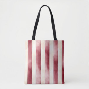 Tote Bag Bourgogne Rouge Rayures Crème de Noël