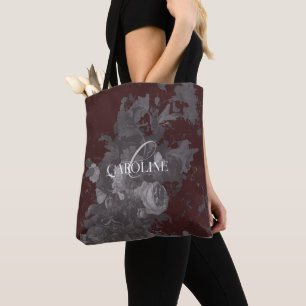 Tote Bag Bourgogne Vintage Floral Still Life Élégant