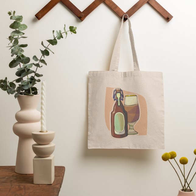 Tote Bag Bouteille de bière artisanale et verre Brasserie r (Créateur téléchargé)