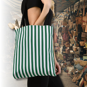 Tote Bag Bouteille vintage classique Vert & Blancs