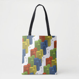 Tote Bag Bouteilles en verre, design Motif Abstrait.
