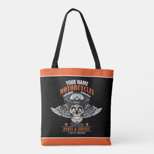 Tote Bag Boutique de moto à crâne volante personnalisée