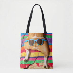 Tote Bag Bouton de chien avec lunettes de soleil