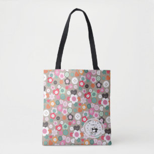 Tote Bag Boutons de couture d'amour Brown
