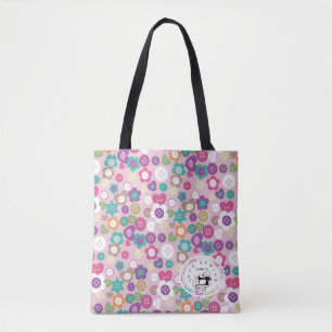Tote Bag Boutons de couture d'amour Brown