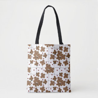 Tote Bag Boutons rouges Fleurs de papier Brown Fourre-tout