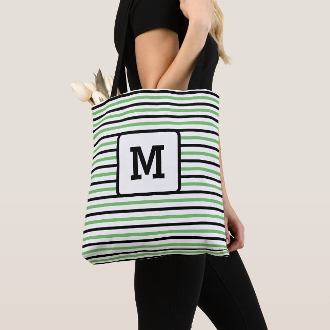 Tote Bag Boutons verts mignon Personnalisé Single Initial N (De près)