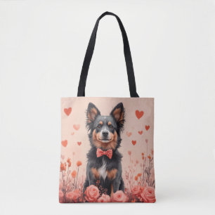 Tote Bag Bovins australiens avec des roses - Saint-Valentin