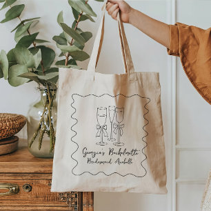 Tote Bag Bow Ribbon Moderne Script Personnalisé