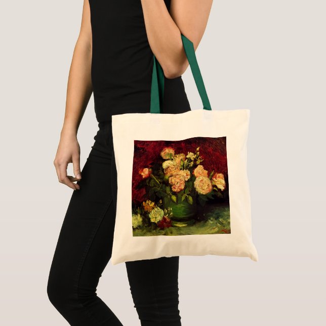 Tote Bag Bowl avec Peonies et Roses par Vincent van Gogh (Devant (produit))