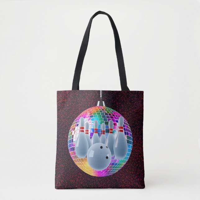 Tote Bag Bowling Neon Disco Ball Parties scintillant Annive (Devant)