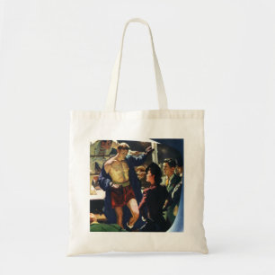 Tote Bag Boxe sportive vintage, boxeur quittant le ring