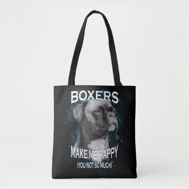 Tote Bag Boxer Chien Amoureux des animaux Texte d'art (Devant)