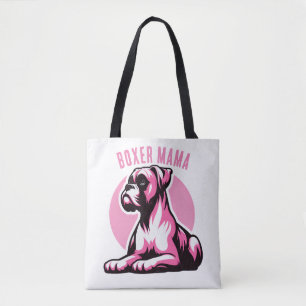 Tote Bag Boxer Mama : Silhouette de chien Boxer rose mignon