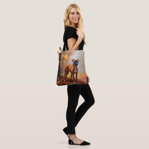 Tote Bag Boxeur dans les feuilles d'automne qui tombent ins