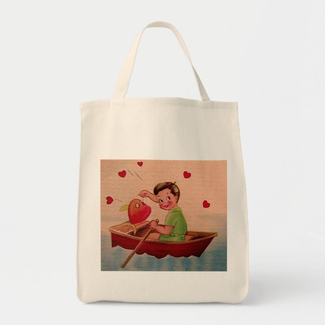 Tote Bag Boy Holding Heart in Boat (Devant)