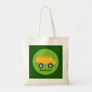 Tote Bag Boys Construction Camion Camion Vert Enfants Monog