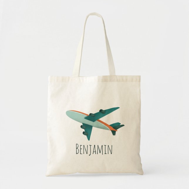 Tote Bag Boys mignon Avion Bleu Enfants Voyage à l'école (Devant)