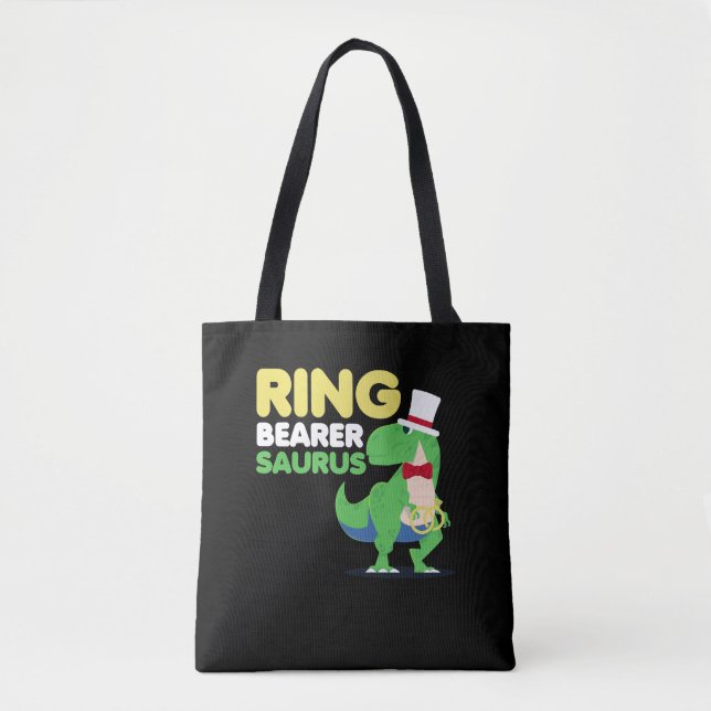 Tote Bag Boys Ring Bearer Dinosaur Rex Mariage Party (Devant)