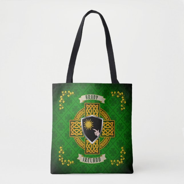 Tote Bag Brady Irish Shield & Celtic Cross Personnalisé (Devant)