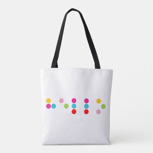 Tote Bag Braille aveugle alphabet lettres bonjour texte (Dos)