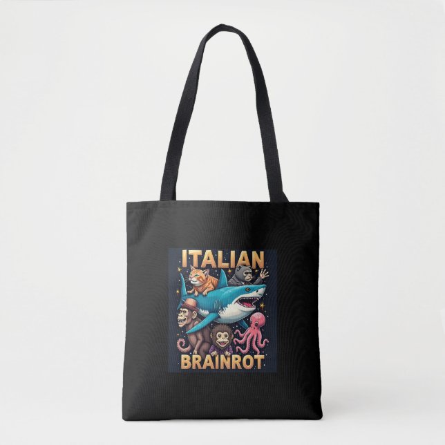 Tote Bag Brainrot Italien - Absurd Animal Collage (Devant)