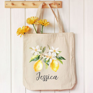 Tote Bag Branche d'arbre aux fruits de citron en monogramme