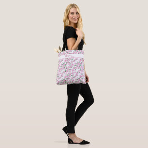 Tote Bag Branche de fleurs de cerisier, design rose féminin