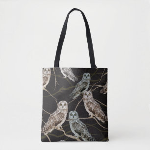 Tote Bag Branche de la chouette : Perche d'oiseaux solitair