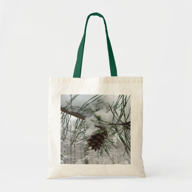 Tote Bag Branche des pins neigeux Photographie de la nature (Devant)