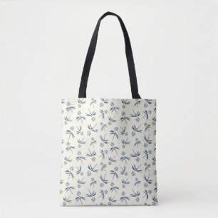 Tote Bag Branches bleues sur crème - motif sans soudure.