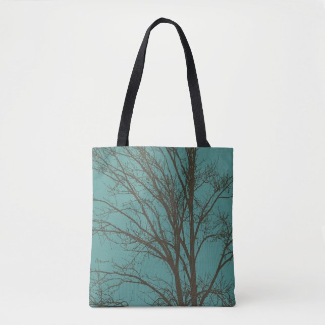 Tote Bag Branches d'arbre vert sarcelle marron (Devant)