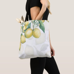 Tote Bag Branches de citron blanc et jaune rustique chic