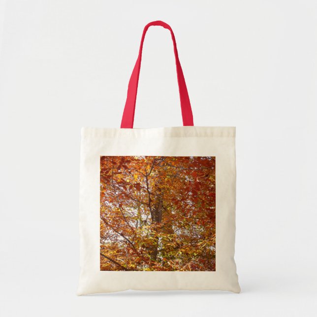Tote Bag Branches de feuilles orange Automne Nature (Devant)