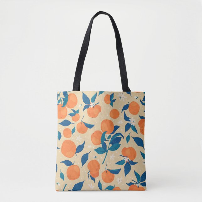 Tote Bag Branches Oranges : Motif Arrière - plan beige (Devant)