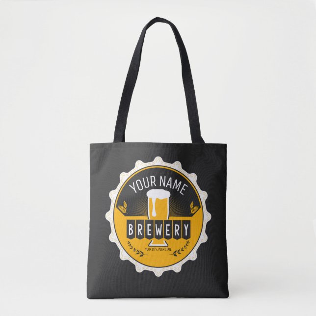 Tote Bag Brasserie personnalisée Bouteille Casquette Bar (Devant)