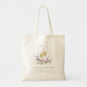 Tote Bag Bravo à l'amour Vins d'or Verres Mariage Floral