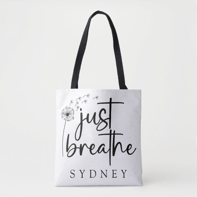 Tote Bag Breathe Dandelion Nom personnalisé (Devant)
