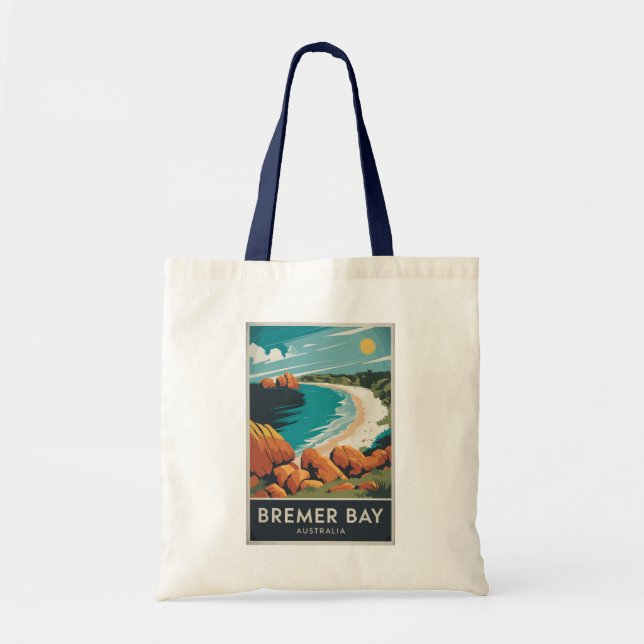 Tote Bag Bremer Bay Australie Illustration Voyage Art Retro (Devant)