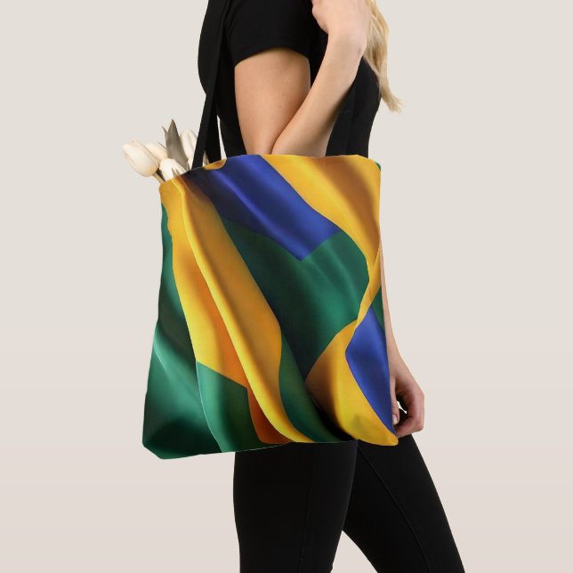 Tote Bag Brésil drapeau texture soie (De près)