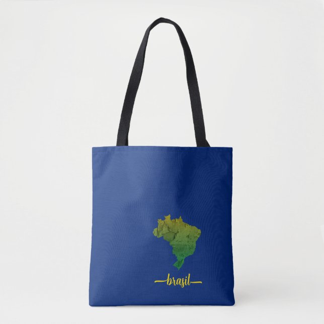 Tote Bag Brésil Grunge | Carte du Brésil (Devant)